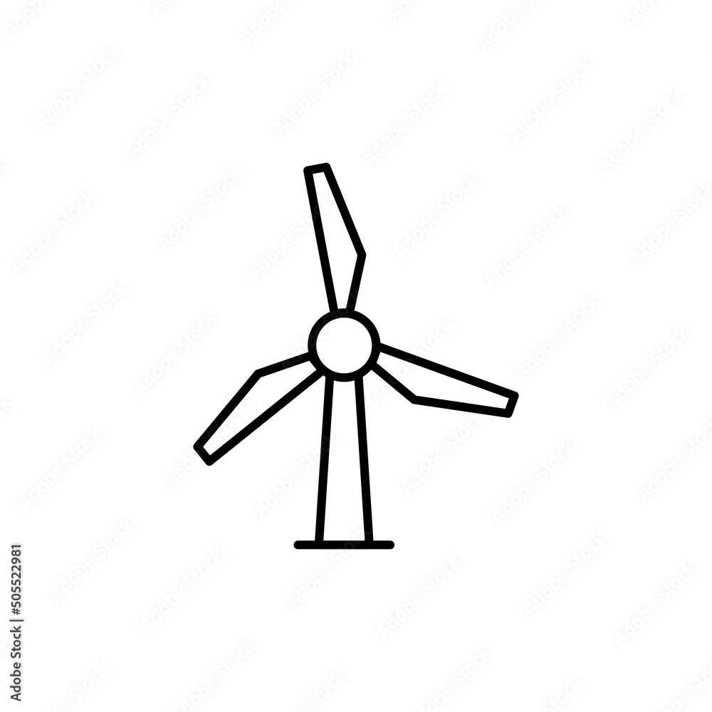 Windmill icon. Environmentally friendly source of energy. Wind force transferred to energy. Cleanliness, ecology, economy. Vector sign in a simple style isolated on a white background. eps 10 Windmill icon. Environmentally friendly source of energy. Wind force transferred to energy. Cleanliness, ecology, economy. Vector sign in a simple style isolated on a white background. eps 10