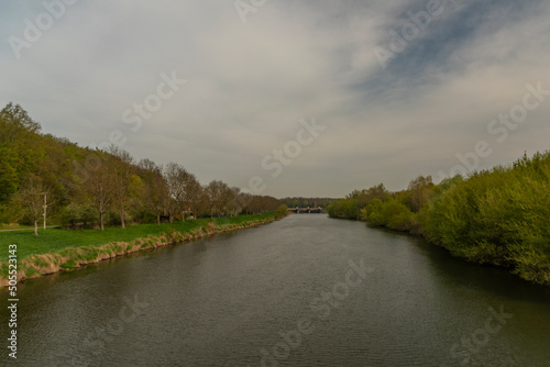 Morava river near Otrokovice town in spring morning