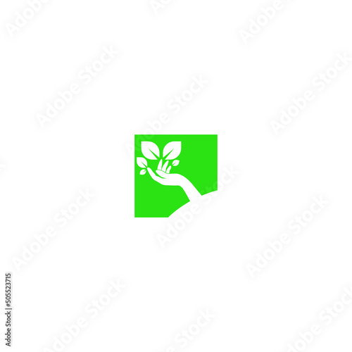 Vector illustration of environmental care represented by human hand and leaves