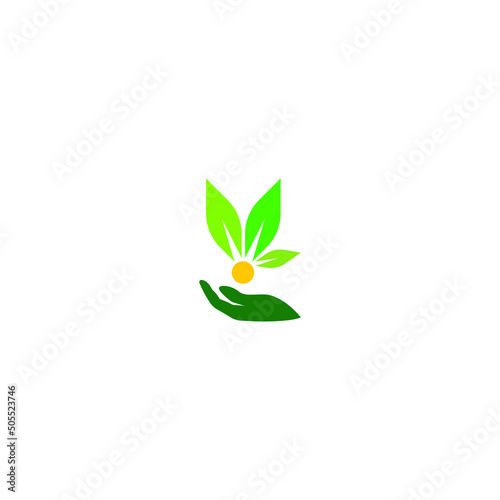 Vector illustration of environmental care represented by human hand and leaves