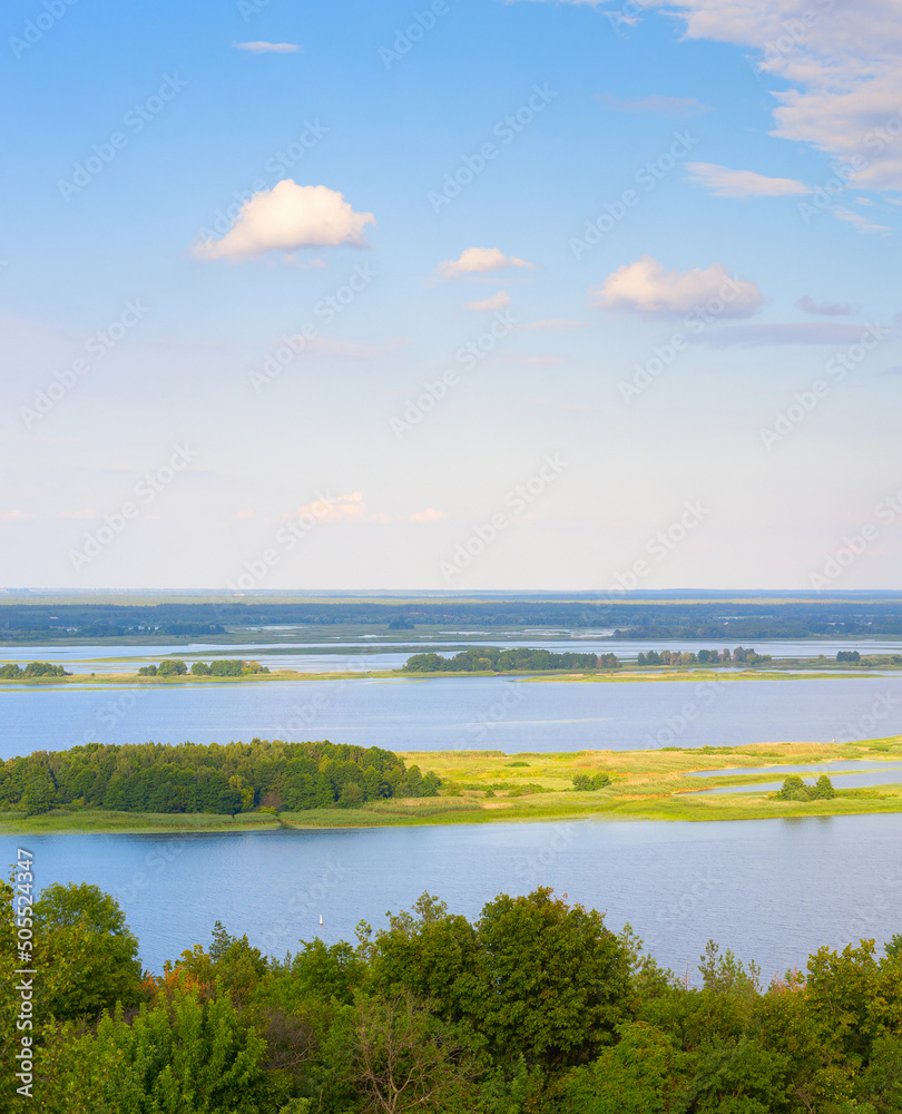 Landscape Dnipro river islands Ukraine