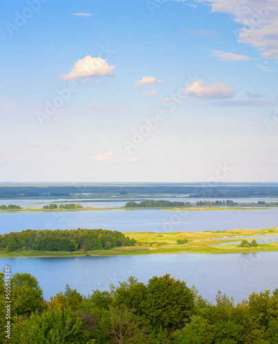 Landscape Dnipro river islands Ukraine
