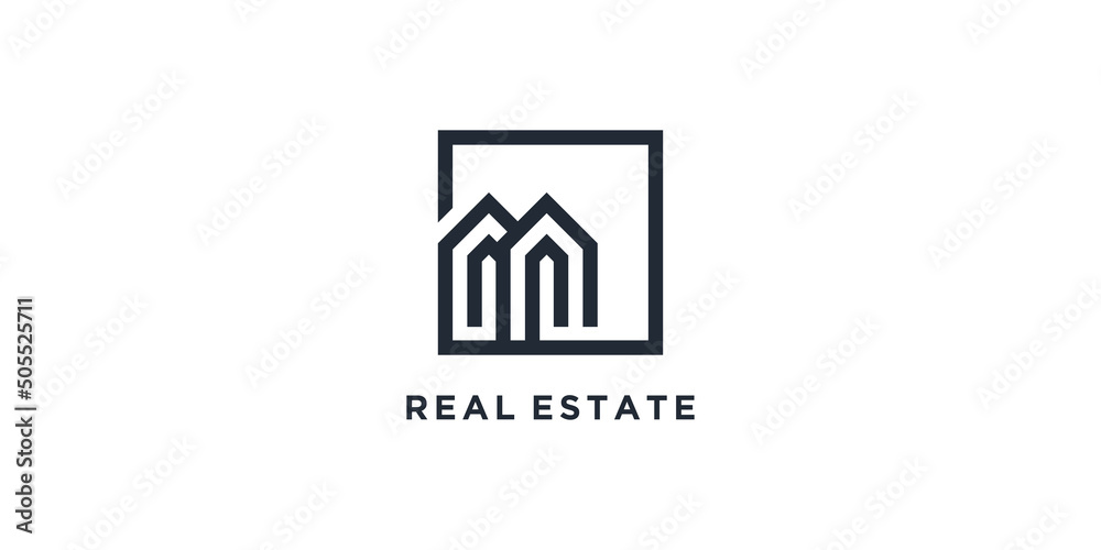 Real estate icon logo design template for business company Premium Vector