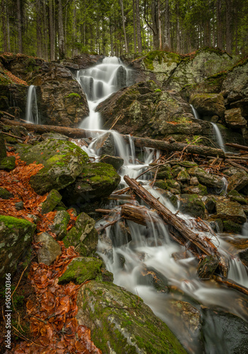 Geigenbachfalle waterfall near Groser Arber hill in Germany photo