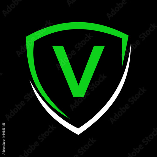 Shield Logo On Letter V Vector, Privacy icon Safe and Protection Logotype Sign Template