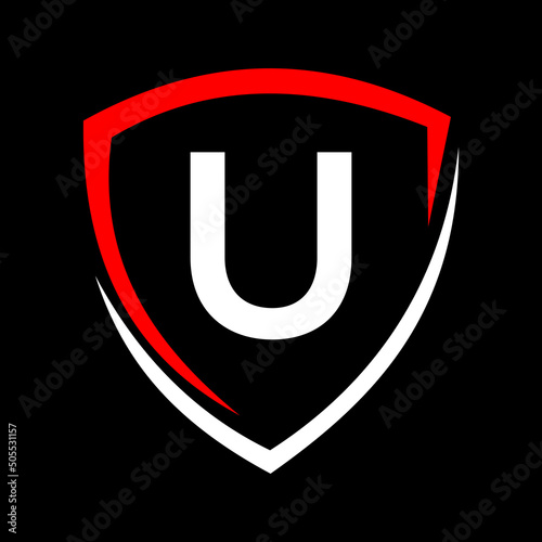 Shield Logo On Letter U Vector, Privacy icon Safe and Protection Logotype Sign Template
