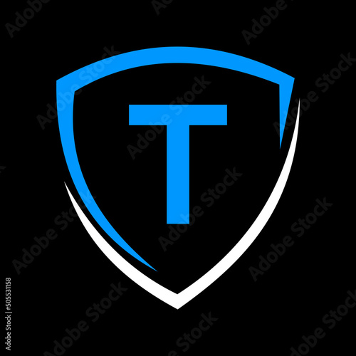 Shield Logo On Letter T Vector, Privacy icon Safe and Protection Logotype Sign Template