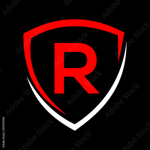 Shield Logo On Letter R Vector, Privacy icon Safe and Protection Logotype Sign Template