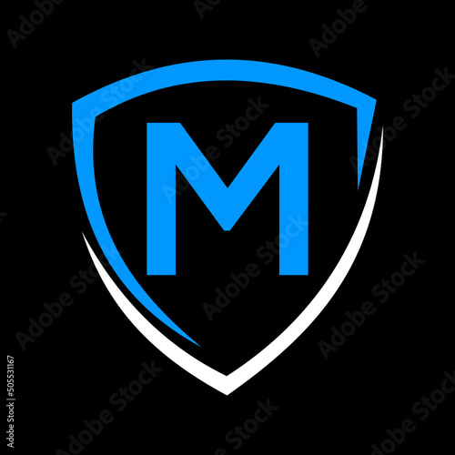 Shield Logo On Letter M Vector, Privacy icon Safe and Protection Logotype Sign Template
