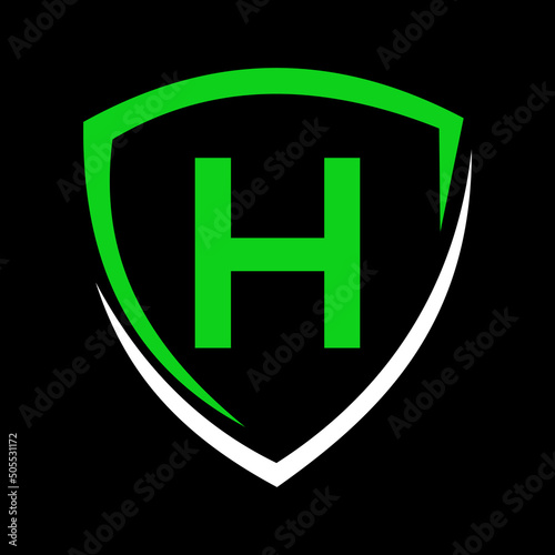 Shield Logo On Letter H Vector, Privacy icon Safe and Protection Logotype Sign Template