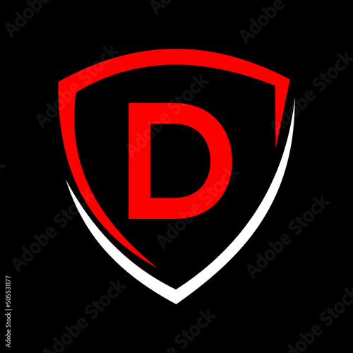 Shield Logo On Letter D Vector, Privacy icon Safe and Protection Logotype Sign Template