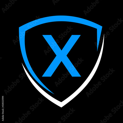 Shield Logo On Letter X Vector, Privacy icon Safe and Protection Logotype Sign Template