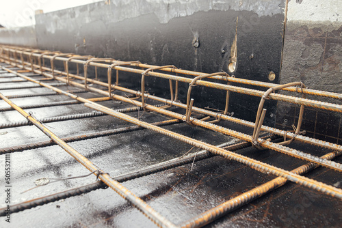Stampa su tela Reinforcement rods at construction site