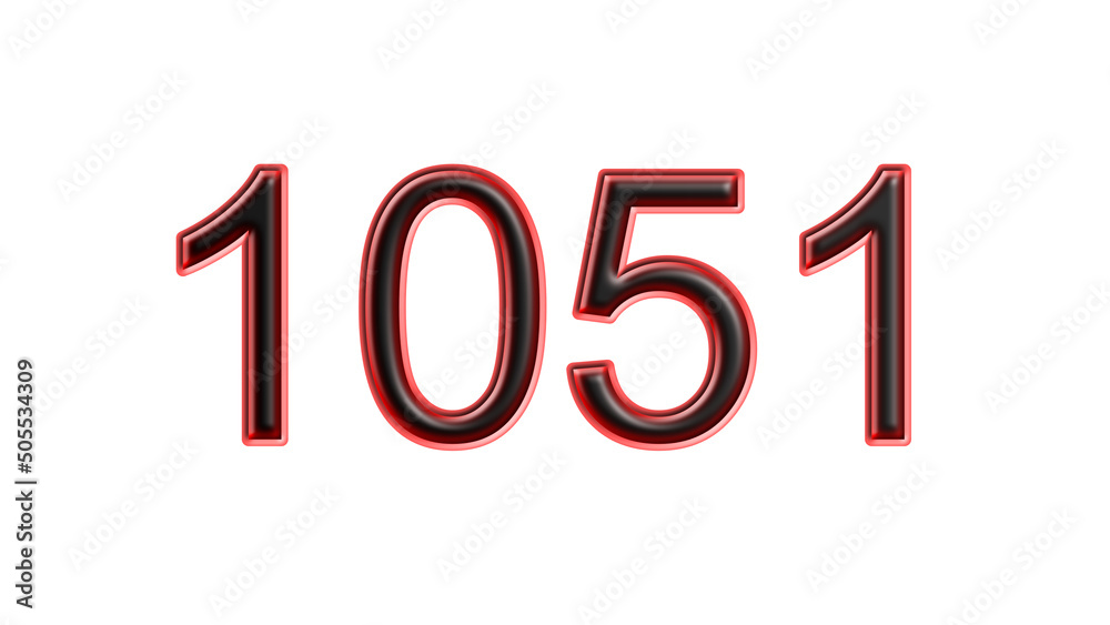 red 1051 number 3d effect white background red 1051 number 3d effect white background