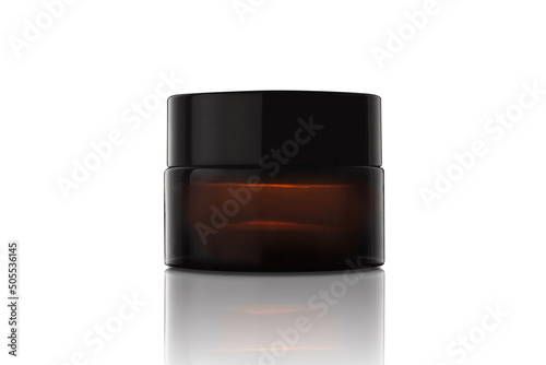 Dark color glass cosmetic Jar Mockup. Cosmetic product for skin care.