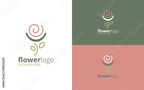 Spiral stylized flower logo.