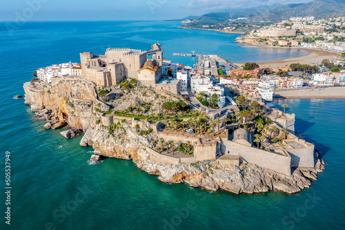 Two beaches in Peniscola, Castellon, Spain Aerial