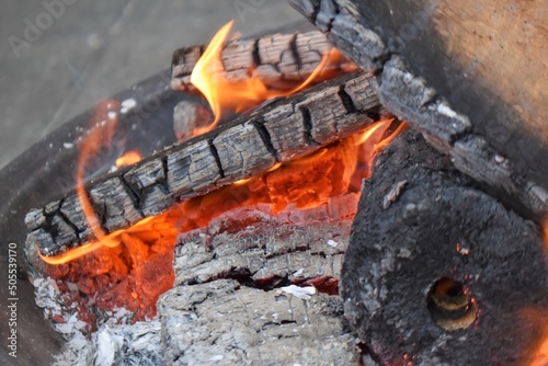 fire burning in a fireplace