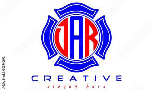 DAR three letters circle monogram initial geometric curved logo design, vector template