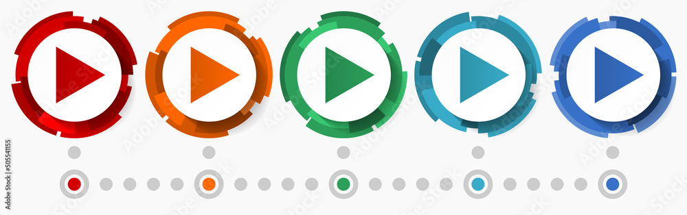 Εκτύπωση καμβά Play, proceed concept vector icon set, modern design abstract web buttons i n 5
