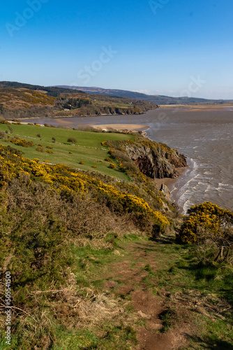 View from the coastal path along the Solway coast.  Sandyhills beach, Dumfries and Galloway, Scotland. photo