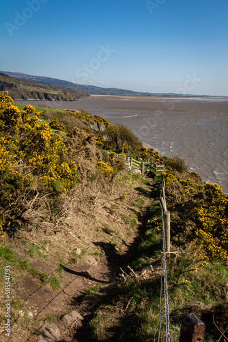 View from the coastal path along the Solway coast.  Sandyhills beach, Dumfries and Galloway, Scotland. photo