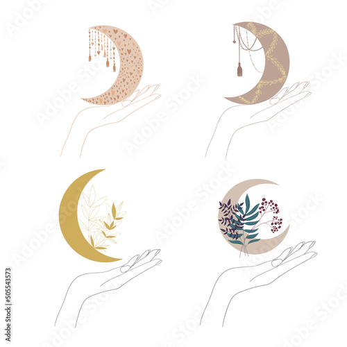 Hands and moon. 