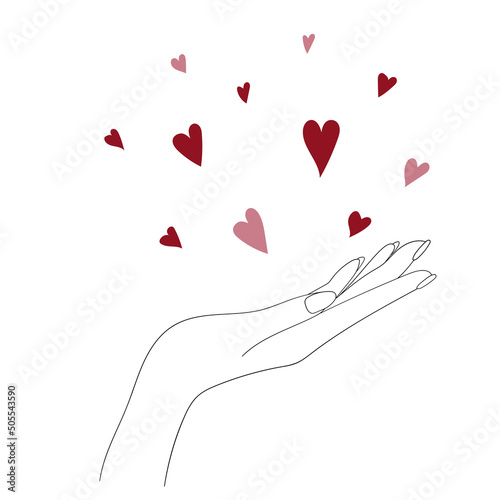 Hands with hearts. Love.