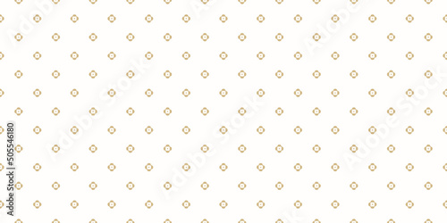 Simple gold floral pattern. Vector minimalist seamless texture with small flower shapes. Abstract minimal geometric golden background. Elegant luxury repeat design for decor, fabric, wallpaper, print