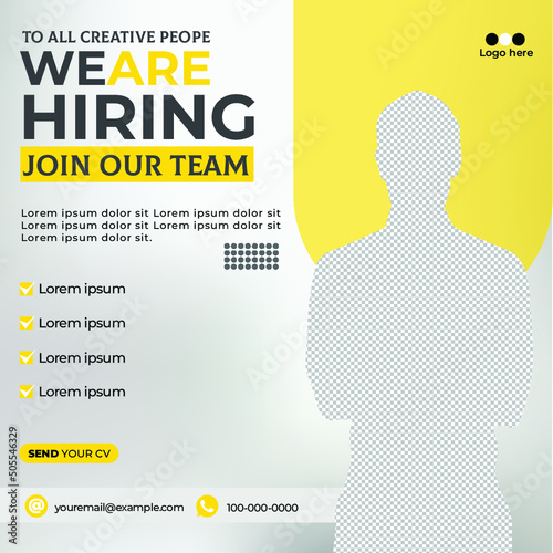 We are hiring job post vacancy for social media post design or advertisement banner photo