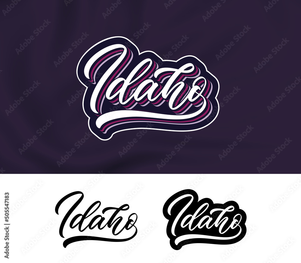 Idaho, hand lettering design for printing on clothes. Vector slogan for ...