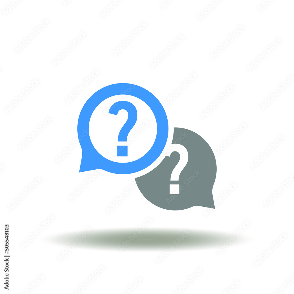 Vector illustration of speech bubbles with question marks. Icon of FAQ. Symbol of questions, answers, information. Sign of problem solving. Vector illustration of speech bubbles with question marks. Icon of FAQ. Symbol of questions, answers, information. Sign of problem solving.