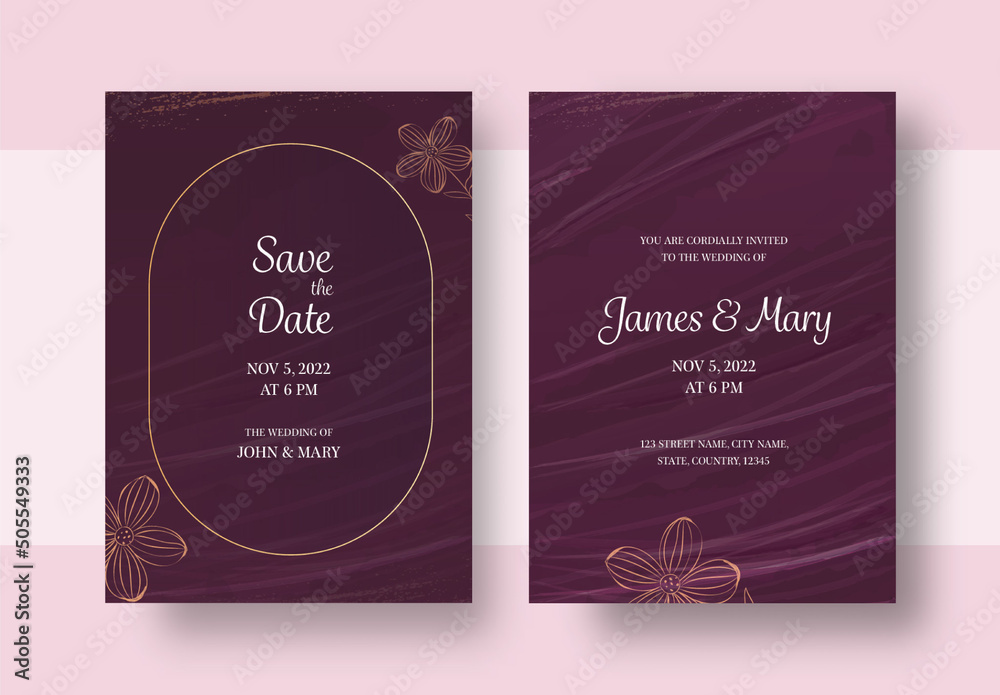 Wedding Card Stationery or Invitation Card Layout Stock Template