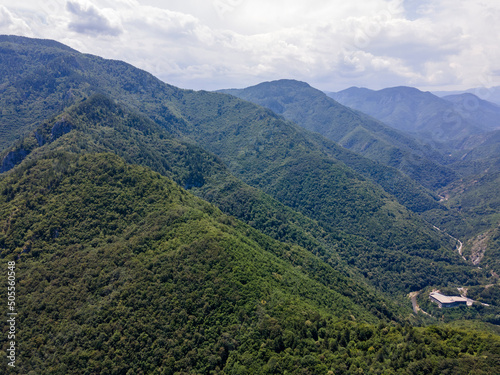 Aerial view of Rhodopes near The Red Wall peak, Bulgaria