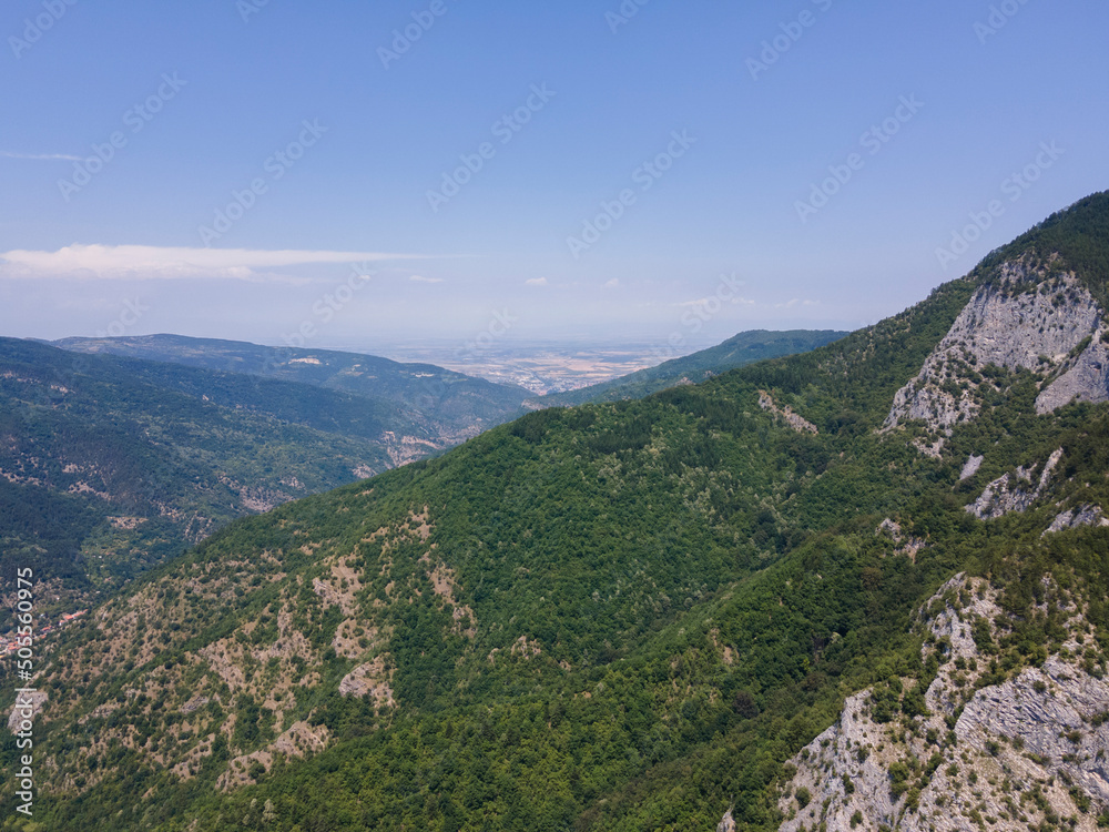 Fototapeta premium Aerial view of Rhodopes near The Red Wall peak, Bulgaria