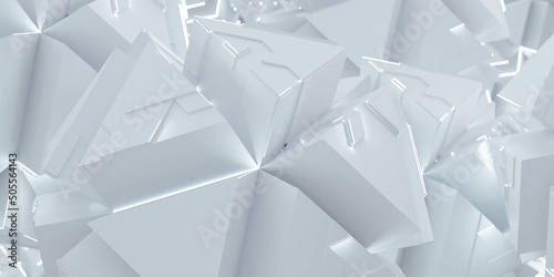 white bright light triangle geometric shape technology computer surface 3d render illustration