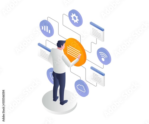 Man managing data branch with network