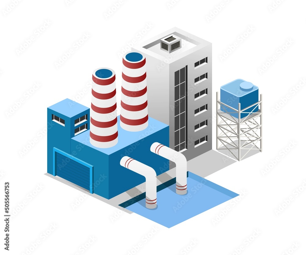 Isometric flat illustration concept. factory office Isometric flat illustration concept. factory office