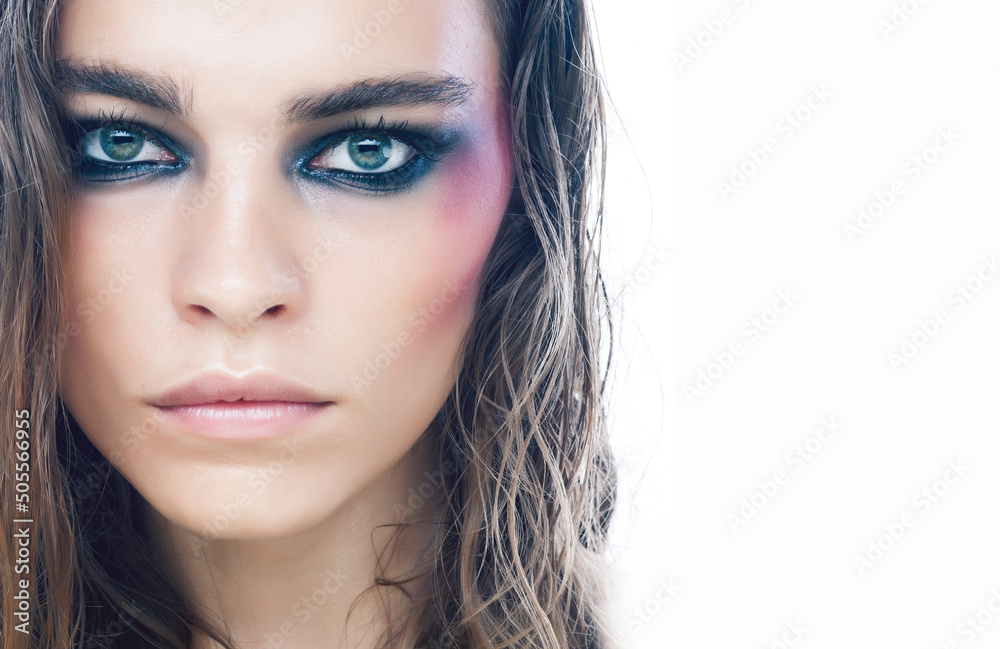 young pretty caucasian girl with fashion style makeup bright col young pretty caucasian girl with fashion style makeup bright col