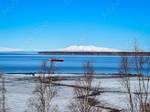 Anchorage Alaska view in quiet blue colors photo