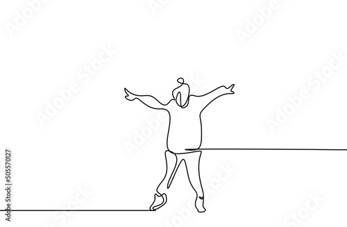 novice inexperienced teenage girl stands on tiptoe and tries to dance. child with fear of falling from heights