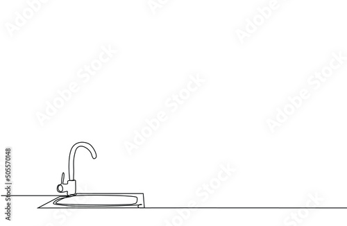 a modern designed sink and faucet in the kitchen at home