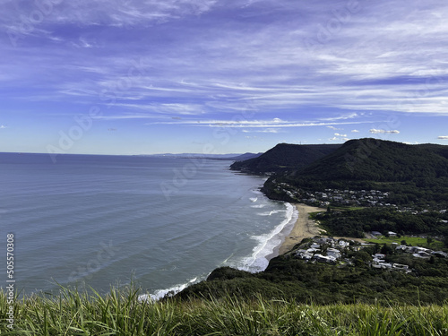 View of the coastline of Stanwell Park from Bald Hill Lookout, New South Wales, Australia . photo