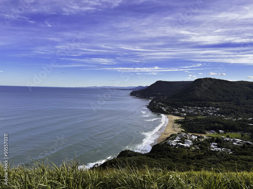 Cenic view of the coastline of Stanwell Park from Bald Hill Lookout, New South Wales, Australia photo