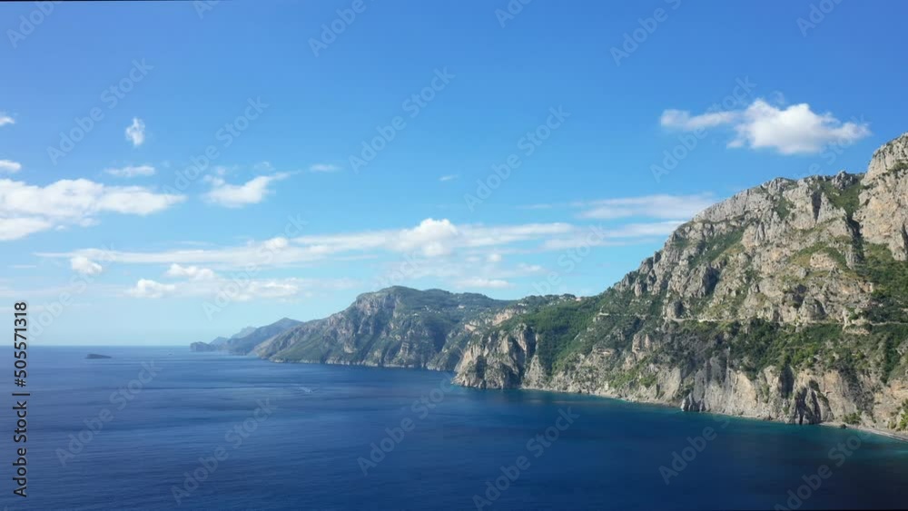 The mountains by the Tyrrhenian Sea in Europe, Italy, Campania, in summer on a sunny day. The mountains by the Tyrrhenian Sea in Europe, Italy, Campania, in summer on a sunny day.
