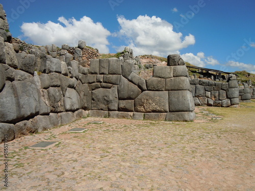 Massive stone structures at Saqsaywaman, Cusco, Peru photo
