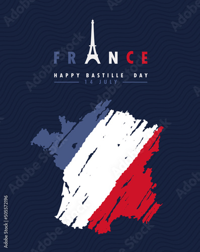 Принти на полотні happy bastille day poster