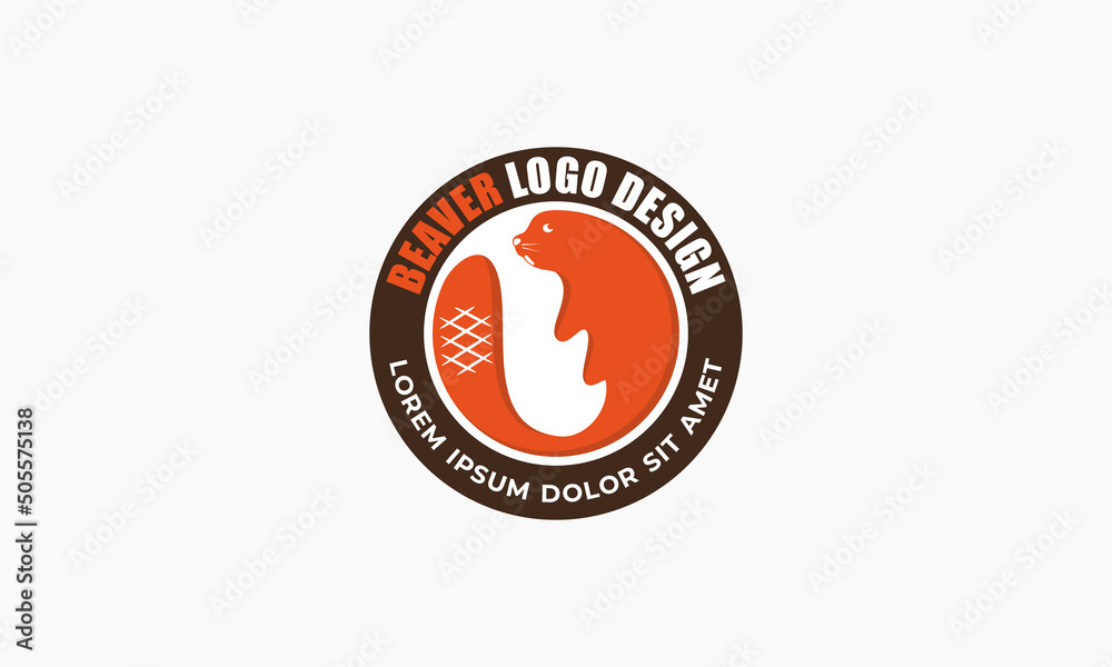 logogram, beaver logo in emblem badge stamp style
