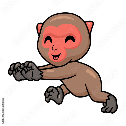 Cute little japanese macaque cartoon running