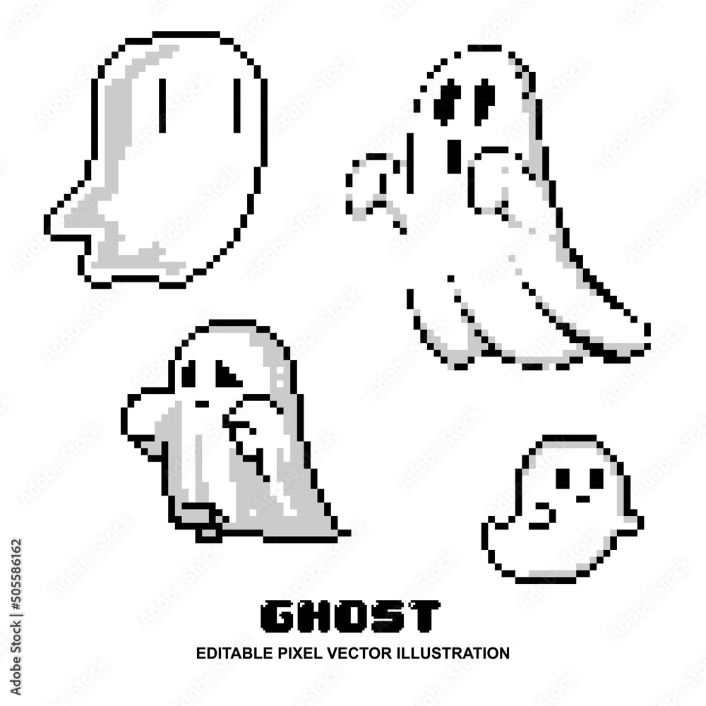 Pixel ghost set icon design vector Pixel ghost set icon design vector